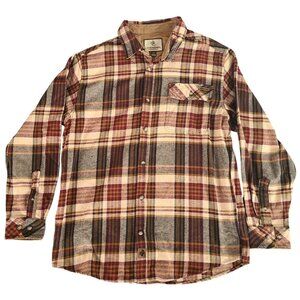 Legendary Whitetails Men's Buck Camp Flannel Button Down Plaid Shirt LG Cotton
